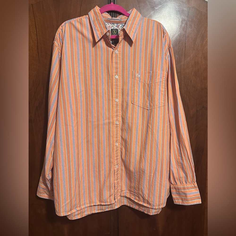 AIGLE Men's Orange Striped Shirt XL